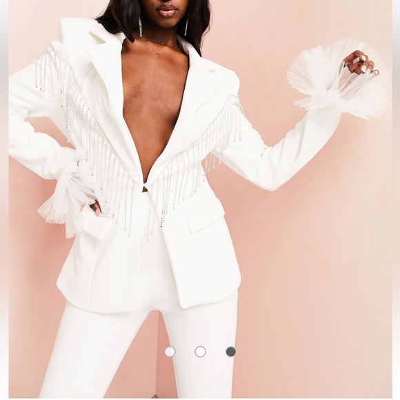 ASOS Jackets & Blazers - ASOS LUXE Fitted Blazer with Diamante fringe detailing - size 6